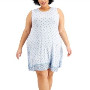 Style & Co light blue floral clover sleeveless stretch shift style dress size 3X